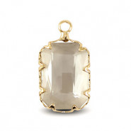 Hanger van Crystal Glass rechthoek 20mm Black diamond-gold